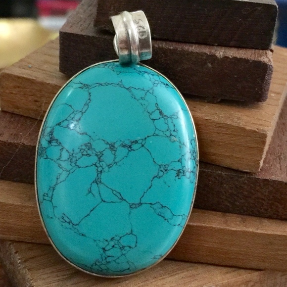 Jewelry - Sterling Silver Huge Turquoise Pendant